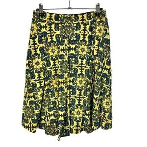 Lularoe Madison Yellow & Blue Pleated Circle Mini Skirt S